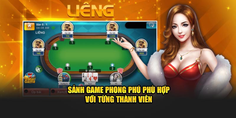 Sảnh game phong phú phù hợp với từng thành viên j88
